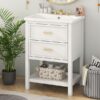 Bathroom Vanity With Top Sink, Modern Bathroom Storage Cabinet 2 Drawers, Single Sink Bathroom Vanity - White - Image 17