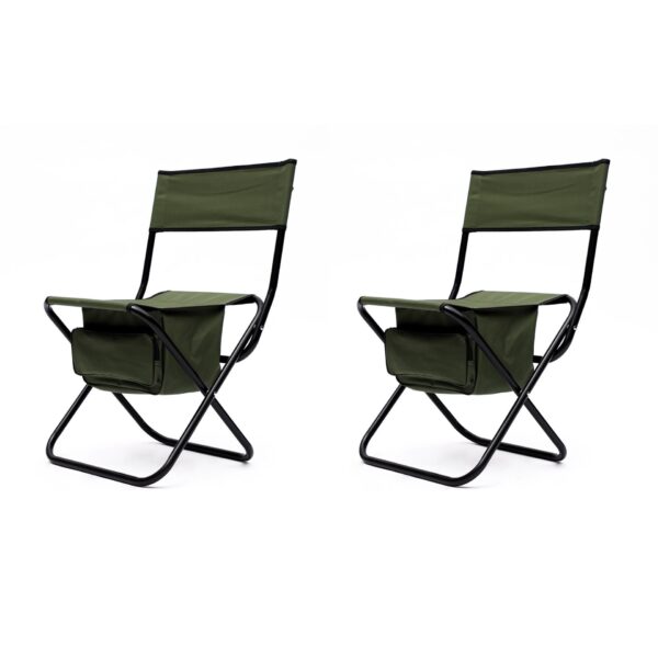 Folding Outdoor Chairs With Storage Bag, Portable Chair For Indoor, Outdoor Camping, Picnics And Fishing (Set of 2) - Green