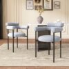 Modern Upholstered Armchair Dining Chairs With Metal Legs (Set of 2) - Gray - Image 2