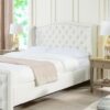 Fontana - Queen Wingback Upholstered Platform Bed Frame - Antique White - Image 8