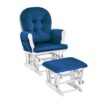 Mason - Glider And Ottoman White Wood - Navy Fabric - Image 2