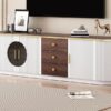 Modern Minimalist TV Stand For TVs Up To 80", Entertainment Center With 3 Drawers And 1 Shelf, Metal Handles And 2 Cabinets For Living Room - White - Image 5