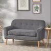 Classic Loveseat With Rolled Armrests And Button Tufting - Gray - Image 2