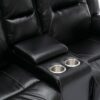 2 Seater Home Theater Recliner Manual Recliner Chair With A Led Light Strip Two Cup Holders And A Storage Box For Living Room - Black - Image 27