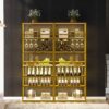 LED Tall LED Tall Wine Rack Freestanding Floor, 7 Tier Wine Baker Rack With Glass Holder & Wine Storage, Industrial Wine Display Shelf Wine Bar Cabinet For Bar - White / Gold - Image 12