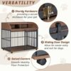 Heavy Duty Large Dog Crate Furniture For Large Medium Dog With Lockable Wheels, Wooden Dog Crate Dog Kennel, End Table Crate With Double Layer Storage - Brown - Image 8