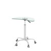 Adjustable Height Transparent Tempered Glass Table Desk Table With Lockable Wheels - Transparent / White - Image 7