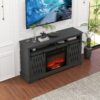 Fireplace TV Stand For Tvs Up To 65", Entertainment Center With 23" Electric Fireplace, Farmhouse TV Stand Industrial Media Console With Sliding Barn Door For Living Room - Dark Gray - Image 4