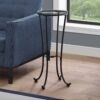 Accent Side Table, Plant Stand, Round, Contemporary & Modern - Black - Image 4
