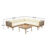 Premium Outdoor Sofa Set With Waterproof Cushions Sectional Seating Group With Acacia Wood And Wicker - Brown Mix / Beige - Image 3