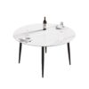53.15" Modern Man-Made Stone Round Metal Dining Table-Position For 6 People - White / Black - Image 9
