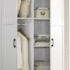 Aubree - Wardrobe Cabinet Armoire With 2 Drawers And Hanging Rod - White - Image 3