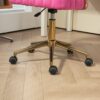 Velvet Home Office Desk Chair, Modern Cute Computer Chair, Wheels Swivel Height Adjustable Task Chair - Rose Red - Image 14