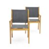 Cordoba - Dining Chair Set With Acacia Wood Frame And Textilen Upholstery (Set of 2) - Teak - Image 5