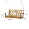 Alejandro - Exotic Acacia Wood Porch Swing With Slat Panel Seating - Teak - Image 3