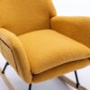35.5" Rocking Chair With Pocket, Soft Teddy Fabric Rocking Chair For Nursery, Comfy Wingback Glider Rocker With Safe Solid Wood Base For Living Room Bedroom Balcony - Turmeric - Image 10
