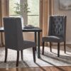 Elegant Tufted Dining Chair (Set of 2) With High Backrest - Dark Gray - Image 4