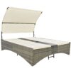 Patio Daybed Outdoor Daybed Sun Lounger With Shelter Roof With Adjustable Backrest, Storage Box And 2 Cup Holders For Patio, Balcony, Poolside - Cream - Image 18