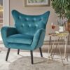 Alyssa - Velvet Arm Chair With Wingback Design - Teal - Image 7