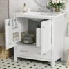 Bathroom Vanity With Single Sink, Combo Cabinet Undermount Sink, Bathroom Storage Cabinet With Two Doors And A Drawer, Soft Closing, Multifunctional Storage, Solid Wood Frame - White - Image 3