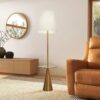 Celestial - Modern Floor Lamp With Accent Table With Large Shade - Gold / White - Image 6