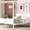 Queen Size Canopy Platform Bed With Headboard And Footboard, Slat Support Leg - White - Image 14