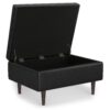 Shay - Mid Century Small Coffee Table Storage Ottoman - Distressed Black - Image 3