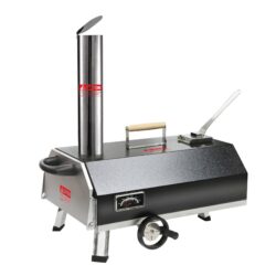 Semi-Automatic 12 Outdoor Pizza Oven Portable Wood Fired Pizza Oven Outdoor Cooking Pizza Maker Portable Pizza Oven For Authentic Stone Baked Pizzas - Black