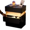 Led Nightstands 3 Drawer Dresser For Bedroom End Table With Acrylic Board LED Bedside Tables For Bedroom Living Room Bedside Furniture - Black - Image 4