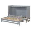Queen Size Murphy Bed With Iron Legs, Modern Design - Gray - Image 5