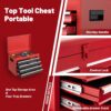 Tool Chest, 5 Drawer Rolling Tool Storage Cabinet With Detachable Top Tool Box, Liner, Universal Lockable Wheels, Adjustable Shelf, Locking Mechanism, Metal Tool Cart For Garage Workshop - Red - Image 4