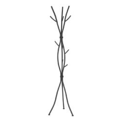 Coat Rack, Hall Tree, Free Standing, 11 Hooks, Entryway, Contemporary & Modern - Black