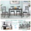 5 Pieces Modern Dining Set, Rectangular Wooden Dining Table With 4 Upholstered Chairs For Kitchen, Dining Room - Gray - Image 5