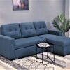 Convertible L Shaped Sectional Sleeper Sofa Bed, Saving Pull Out Couch - Blue - Image 7