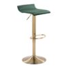 Ale - Contemporary / Glam Adjustable Height Barstool With Swivel With Oval Footrest (Set of 2) - Gold / Green - Image 2