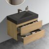 Alice - U091-Alice30W-106 Natural Oak Bathroom Vanity With Sink, Large Storage Wall Mounted Floating Bathroom Vanity For Modern Bathroom, One-Piece Black Sink Basin Without Drain - Light Oak - Image 3