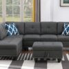 Alger - 98" Wide Left Hand Facing Sofa & Chaise With Ottoman - Dark Gray - Image 9