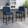 Solara - Fabric Tufted Counter Stool With Nailhead Accents (Set of 2) - Navy Blue - Image 2