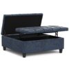 Harrison - Large Square Coffee Table Storage Ottoman - Blue - Image 2