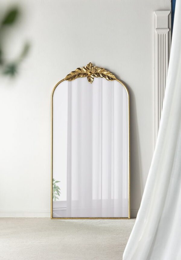 Full Length Mirror, Arched Mirror Hanging Or Leaning Against Wall, LargeMirror For Living Room - Gold