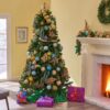 7' Noble Hinged Christmas Tree With 500 Multilights - Green - Image 5