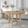 Gia - Round Extendable Dining Table With Leaf Wood - Natural Wood Wash - Image 5