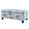 Luxury Storage Ottoman With Floral Patterned Fabric, Soft Close Hinges, Functional Footrest & Seat - Multicolor - Image 6
