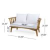 4 Pieces Acacia Wood Patio Furniture Set, Outdoor Furniture With Coffee Table, Patio Conversation Set Deep Seating With Soft Cushion, Porch Chairs For Backyard Porch Balcony - Teak / White - Image 3