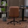 Office Chair, Mid Back Home Office Desk Task Chair With Wheels And Arms Ergonomic Computer Rolling Swivel Chair With Padded Armrest - Brown - Image 15