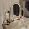 Mirrored Vanity With LED Light,Makeup Vanity Table Set - Champagne - Image 9