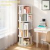 5 Tier Rotating Bookshelf, 360° Spinning Design, Space Saving Storage, For Home And Office - White - Image 10
