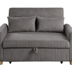 Justine - Corduroy Convertible Sleeper Loveseat - Brown