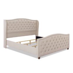 Marcella - King Upholstered Shelter Headboard Bed Set - Sky Neutral Beige