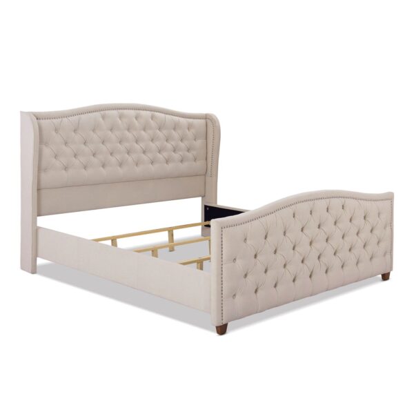 Marcella - King Upholstered Shelter Headboard Bed Set - Sky Neutral Beige